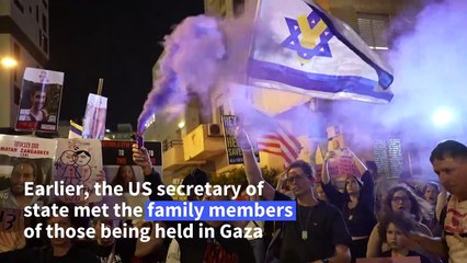 Protesters gather outside Blinken's Tel Aviv hotel, call for hostage deal