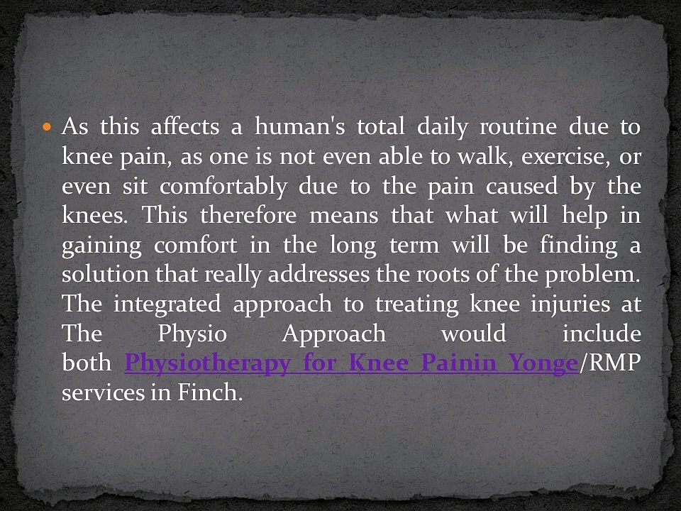 Unorthodox ways of treating knee pains in Yonge and Finch