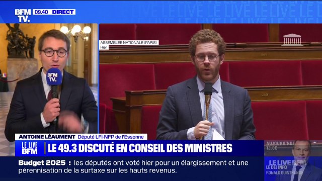 Antoine Léaument (LFI): Les députés du RN, en ne votant pas la censure si jamais il y a un 49.3, feront tenir le gouvernement de monsieur Macron et de monsieur Barnier
