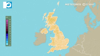 Modelled accumulated precipitation for the next few days in the British Isles