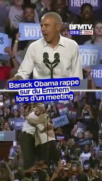 Barack Obama et Eminem réunis lors d'un meeting en soutien à Kamala Harris à Détroit