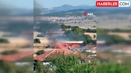 Bucak'ta Spiral Makinesinden Kıvılcım Yangını: 3 Bin Saman Balası Yandı