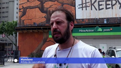 Mural gigante com cinzas da Amazônia leva luta ambiental a São Paulo