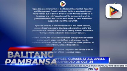 Work in gov’t offices, classes at all levels in Luzon suspended on Oct. 24