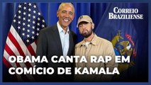 Obama canta rap de Eminem e pede votos em comício de Kamala Harris