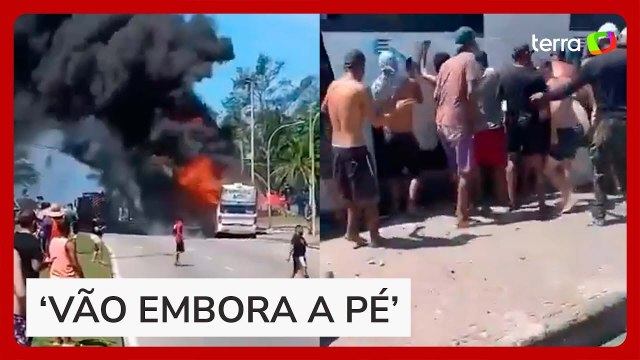 Ônibus da torcida do Peñarol é saqueado e incendiado após confusão causada pelos uruguaios no RJ