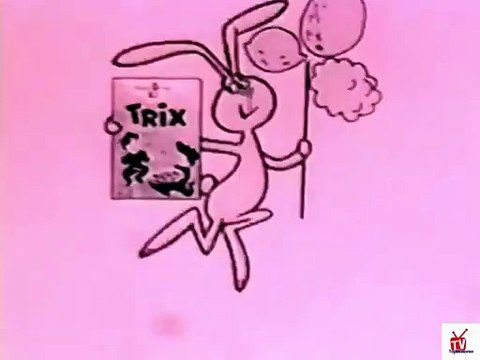 1950s animated Trix cereal TV commercial - Trix rabbit with a kid that STEALS his cereal