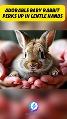 Adorable Baby Rabbit Perks Up in Gentle Hands