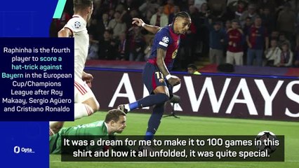 Raphinha thrilled with landmark hat-trick as Barcelona beat Bayern
