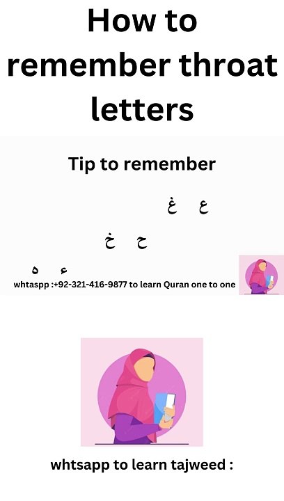 tip to rememeber throat letters #arabic #quran #makhrij #tajwed #tajwid ...