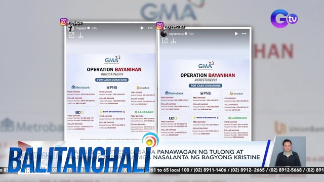 Ilang celebrities, kaisa sa pananawagan ng tulong at panalangin para sa mga nasalanta ng Bagyong Kristine | Balitanghali