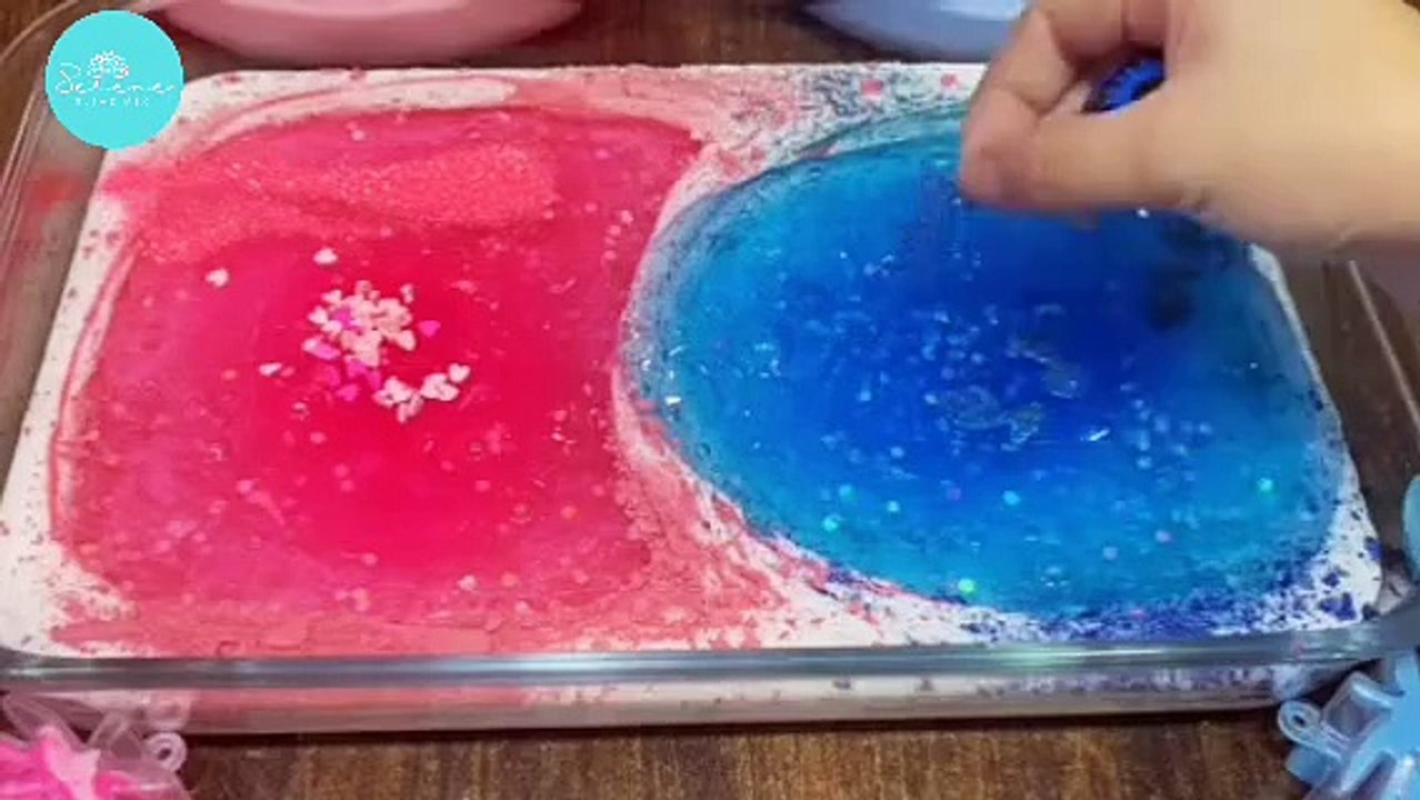  blue Vs pink ASMR Slime Mixing with Glitter and Shimmer video