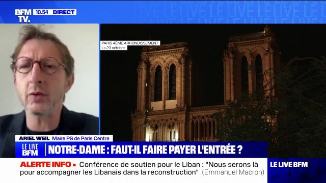 Ariel Weil (maire PS de Paris Centre), sur l'entrée payante à Notre-Dame de Paris: Je salue l'idée, mais la contribution ne pourra être que volontaire