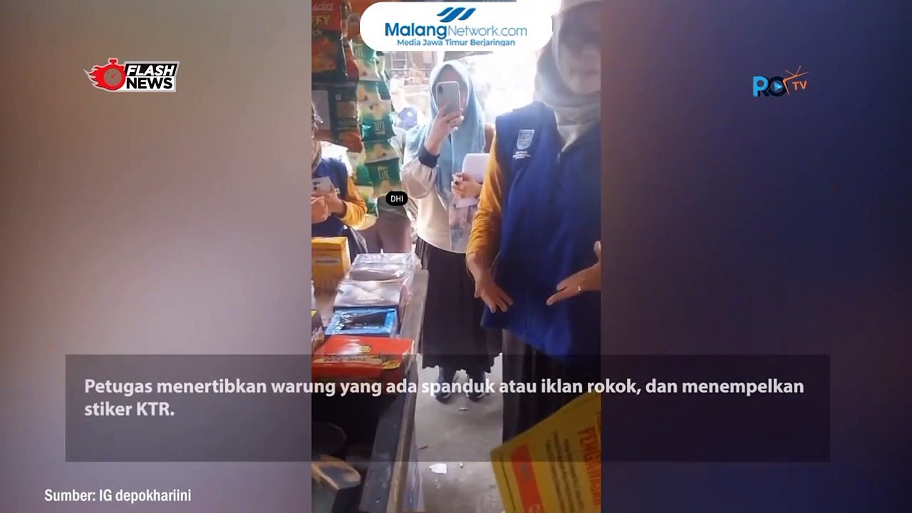 Viral! Razia Spanduk Rokok Depan Warung di Depok