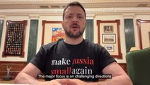 Zelensky taunts Putin by wearing ‘make russia small again’ T-shirt in video address to nation