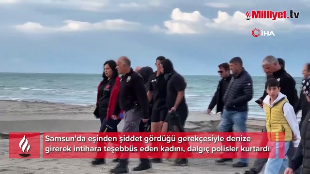 Eşinin şiddetinden kaçıp, intihara kalkıştı! Dalgıç polisler kurtardı