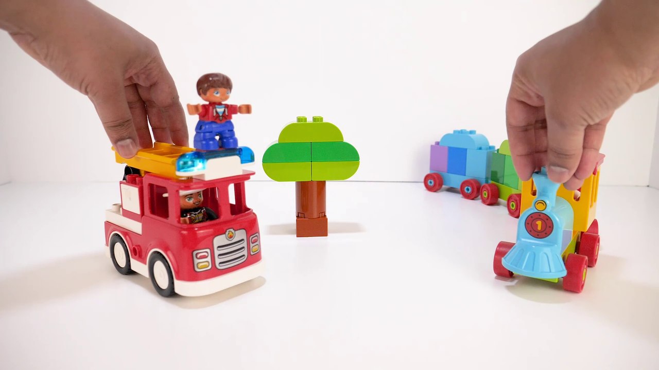 Learn to Help Others with Lego Duplo Train and Fire Truck - Toy Learning Video For Toddlers and Kids