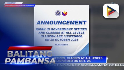 Gov’t work, classes in all levels in Luzon suspended on Oct. 25