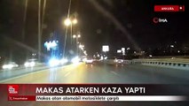 Ankara'da makas atan otomobil motosiklete çarptı