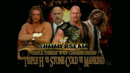 Triple H w/ Chyna vs Stone Cold Steve Austin vs Mankind WWF Title Triple Threat Match  Jesse Ventura As Special Guest Referee Summerslam 1999 22/8/99
