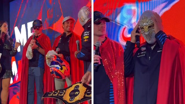 Checo Pérez es la 'burla' de Max Verstappen mientras presumen sus máscaras de Lucha Libre