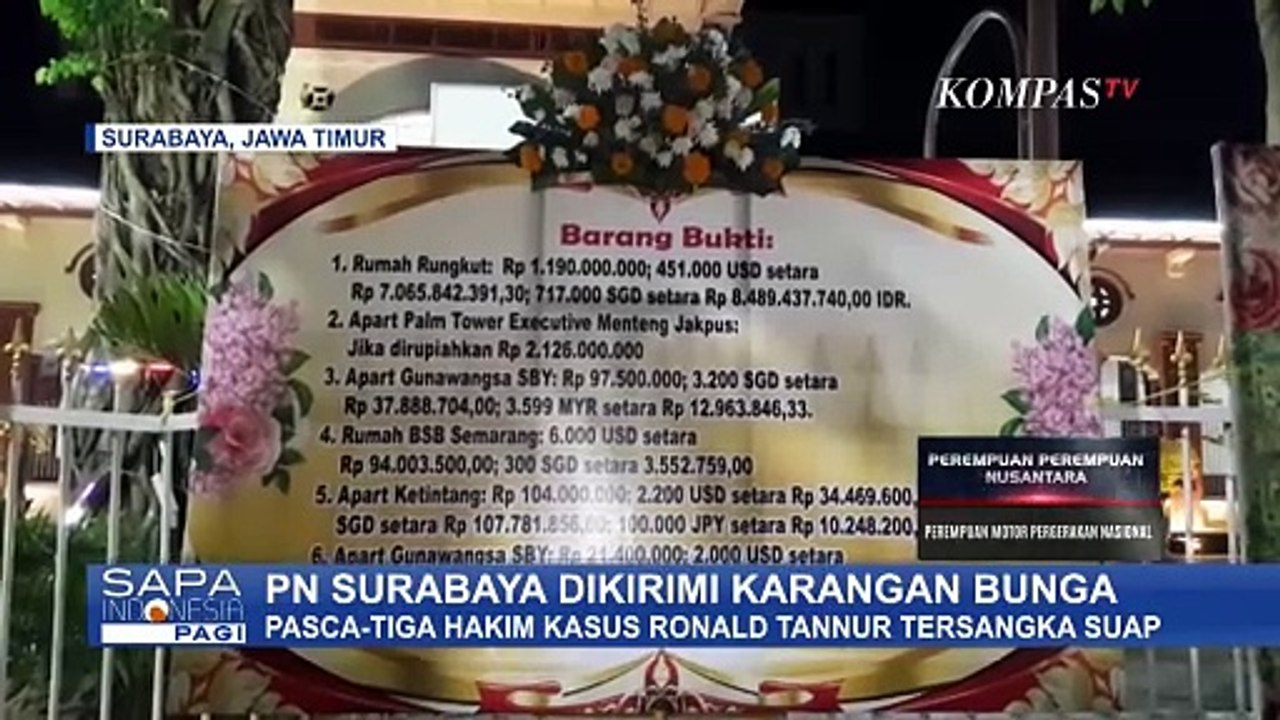 Usai 3 Hakim Kasus Ronald Tannur Tersangka Suap, PN Surabaya Dikirimi Karangan Bunga