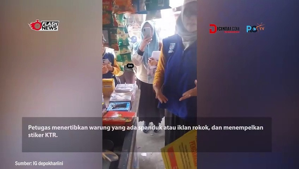 Razia Spanduk Rokok di Depan Warung di Depok Viral di Media Sosial
