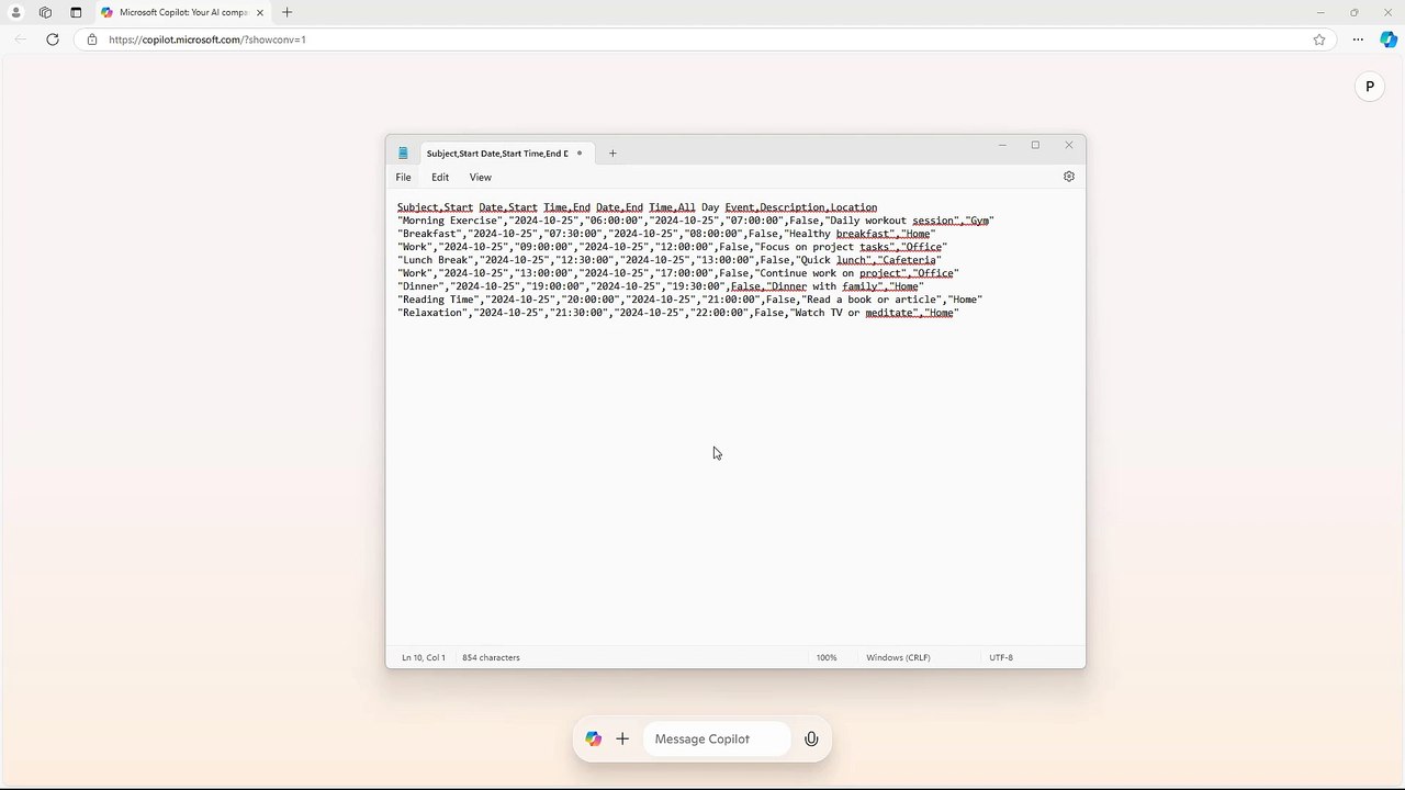 Microsoft Copilot Course Section 29 Generating Calendar CSV