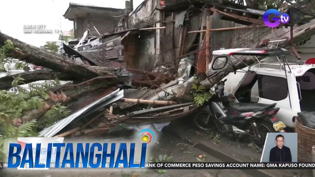 Kalsada, pansamantalang hindi nadaanan matapos humambalang ang isang puno dahil sa lakas ng hangin | Balitanghali