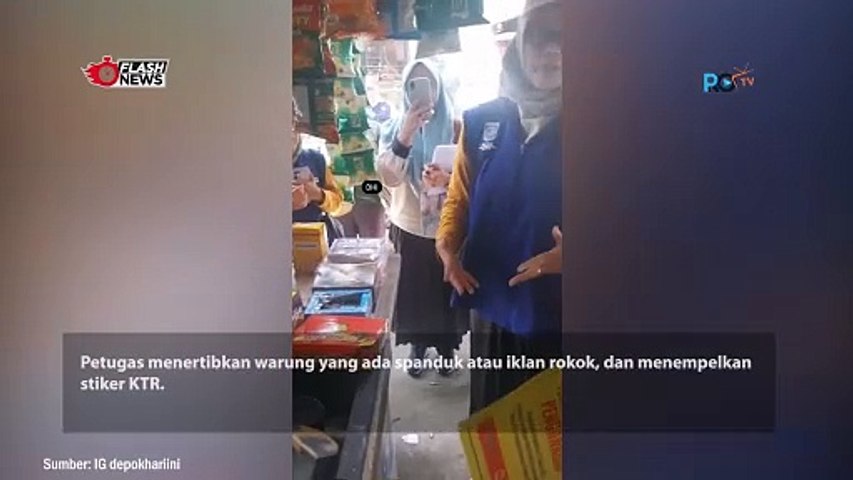 Viral Razia Spanduk Rokok Depan Warung di Depok