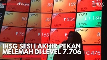 IHSG Sesi I Akhir Pekan Melemah di Level 7.706
