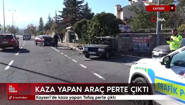 Kayseri'de kaza yapan Tofaş perte çıktı