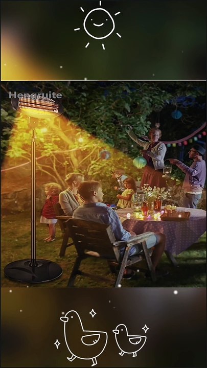 2000W Fast Heating Freestanding Patio Heater 3 Quartz Tube with Lighting Function Iron Material Camping Party Electric Heaters