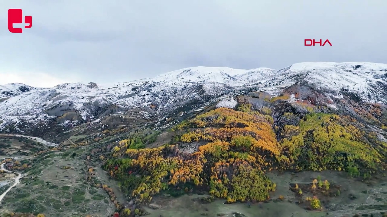 Bayburt'ta sonbahar ve kar aynı karede buluştu