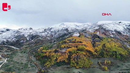 Bayburt'ta sonbahar ve kar aynı karede buluştu
