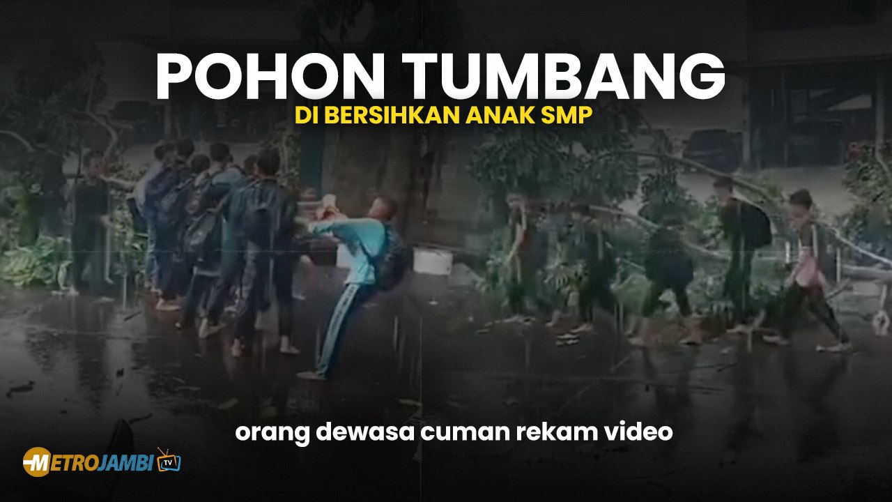Kalah sama Bocah!!! Siswa SMP Bersihkan Pohon yang Mengahalangi Jalan,