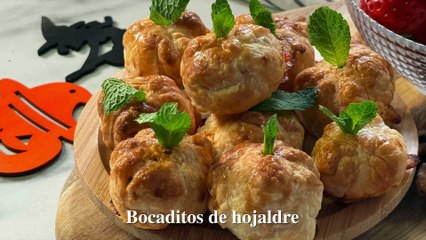 Bocaditos de hojaldre rellenos de queso y mermelada