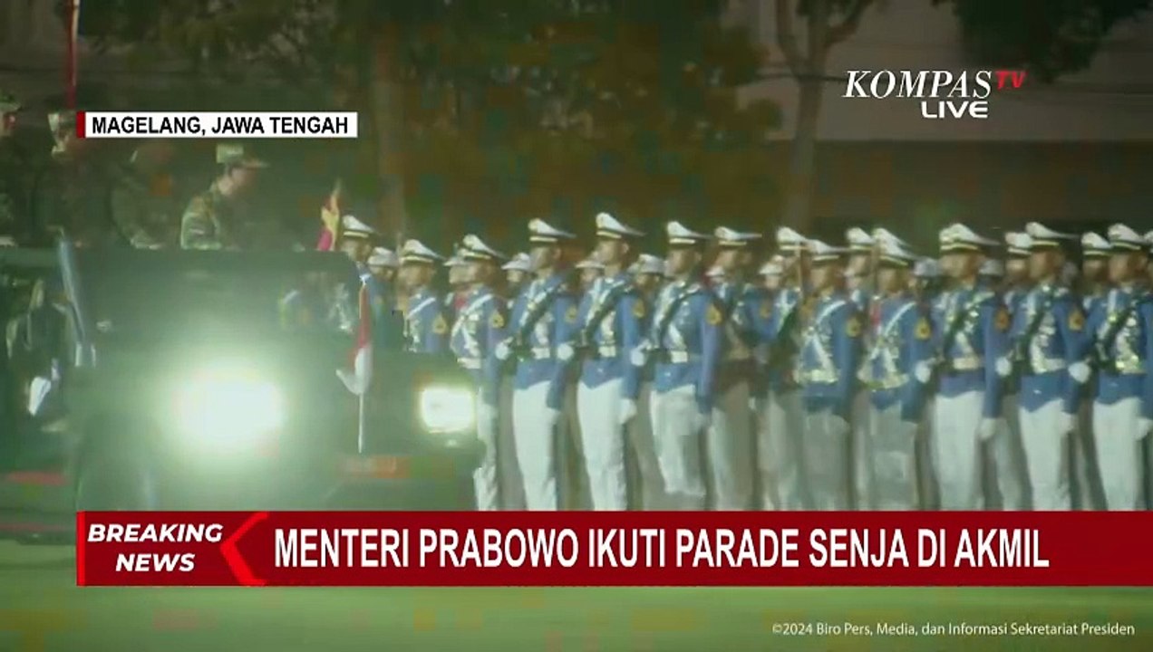 Hujan, Ini Momen Prabowo Masuk Lapangan Pancasila Pimpin Upacara Parade Senja di Akmil Magelang