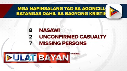 Siyam namatay sa pananalasa ng Bagyong #KristinePH sa Agoncillo, Batangas