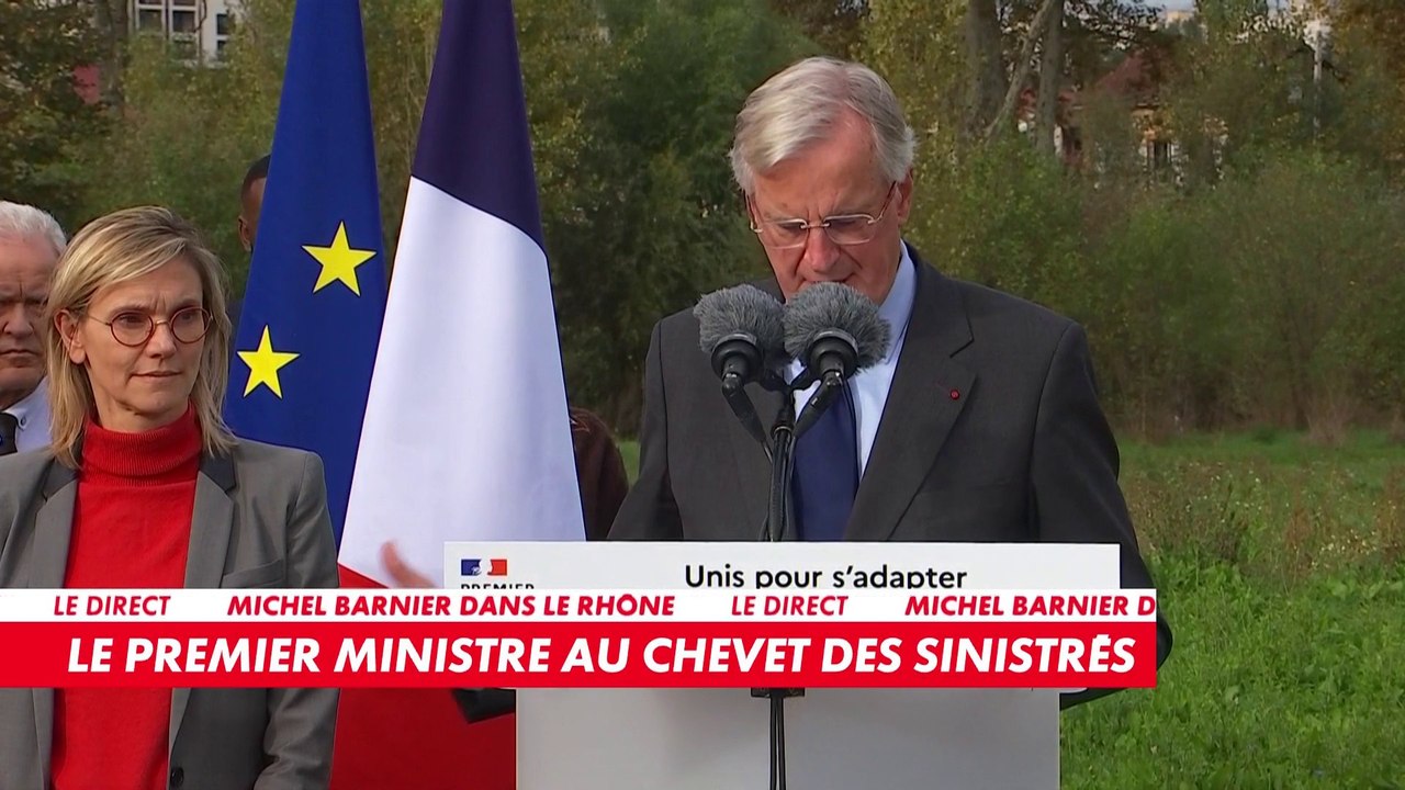 Michel Barnier au chevet des sinistrés après les intempéries dans le Rhône