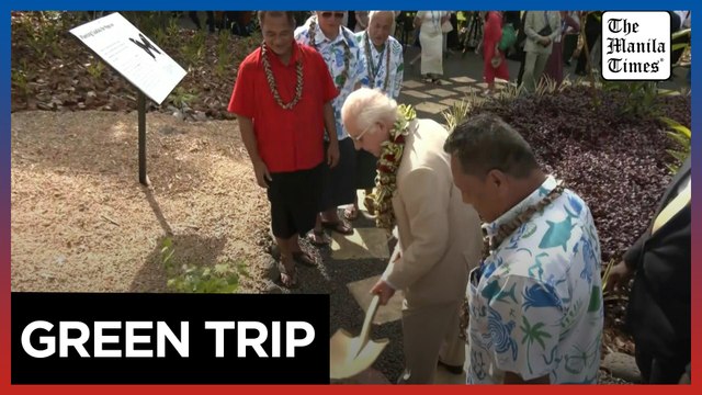 King Charles visits botanical gardens in Samoa