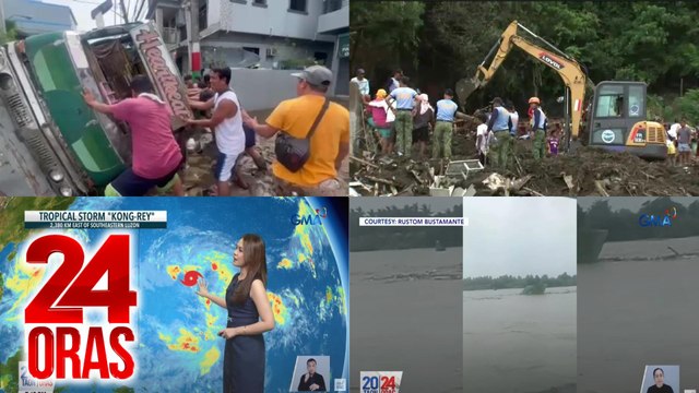 24 Oras: (Part 2) patay sa pagguho sa Talisay, Batangas; update sa Bagyong Kristine at isa pang bagyo na papasok sa PAR ngayong weekend; mga bahay at paaralang nasira ng baha, atbp.