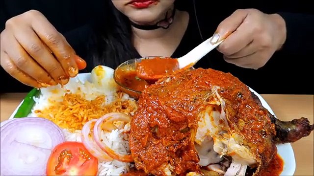 ASMR Delicious Whole Roasted Butter Chicken Curry+Egg+Rice (Whole chicken curry)