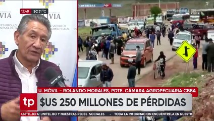 Cámara Agropecuaria de Cochabamba estima una pérdida de $us 250 millones por bloqueo de carreteras 