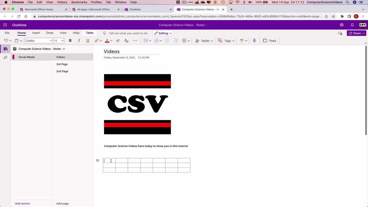 How to USE Microsoft OneNote for Office 365 On a Mac - Tutorial 7 - Insert A Table - Basic Tutorial