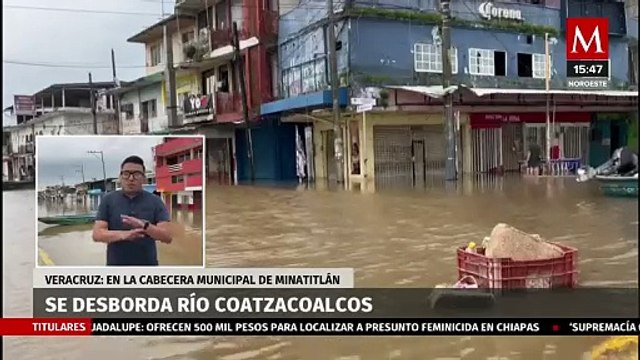 Minatitlán comienza a quedar bajo el agua tras el desborde del río Coatzacoalcos