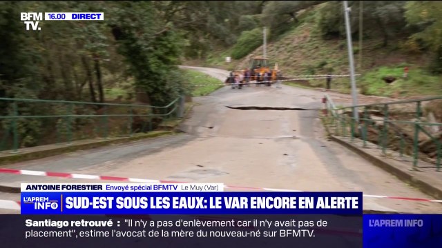 Inondations: à Le Muy, dans le Var, des centaines de personnes bloquées après l'effondrement d'un pont