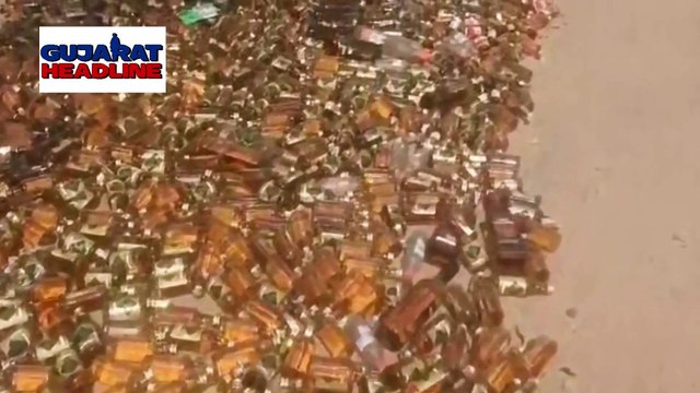 Hundreds of liquor bottles worth over crores of rupees crushed under a road roller by DCP zone 7