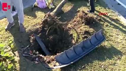 Otomobil önce cipe ardından 3 ağaca çarpıp, devrildi