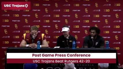 USC Trojans Lincoln Riley Reacts To Win Over Rutgers
